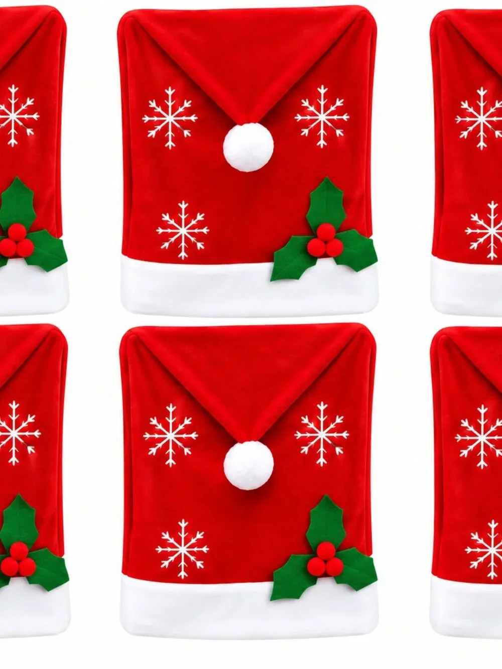Christmas Dining Decor Set 7PC Tablecloth + 6 Santa Chair Back Covers